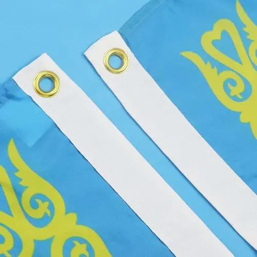 AZ FLAG - Qozog'iston bayrog'i - Katta 5x8 Ft - 100D Polyester Qozog'iston katta banneri ikkita metall grommet bilan - Rang o'chishiga chidamli - Yorqin ranglar - 5' x 8' Ft - 250x150 Cm - AZ FLAG (1)