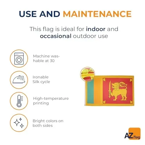 AZ FLAG - Shri-Lanka bayrog'i - 3x5 Ft - 100D Polyester Shri-Lanka banneri, ikkita metall grommet bilan - Rang o'chishiga chidamli - Yorqin ranglar - 3' x 5' Feet - 150x90 Cm - 5
