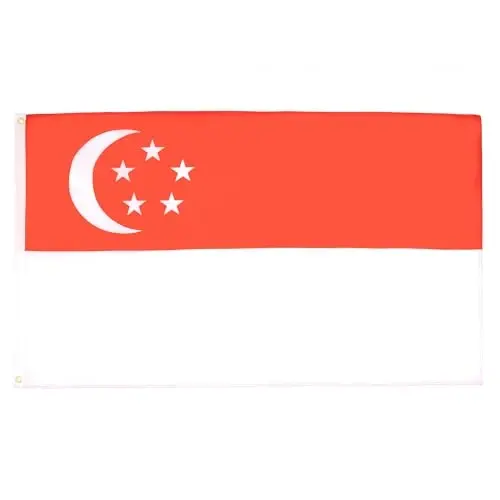 AZ FLAG - Singapur Bayrağı - 3x5 Ft - İki Metal Halkalı 100D Polyester Singapur Afişi - Solmaya Dayanıklı - Canlı Renkler - 3' x 5' Feet - 150x90 Cm 