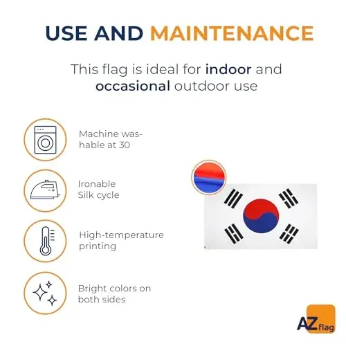 AZ FLAG - South Korea Flag - 3x5 Ft - 100D Polyester South Korean Banner with Two Metal Grommets - Fade Resistant - Vivid Colors - 3' x 5' Feet - 150x90 Cm - 5