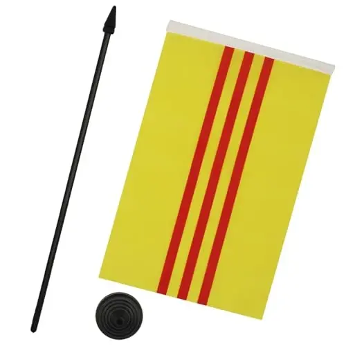 AZ FLAG South Vietnam Table Flag 6x8 in 100D Polyester Plastic Base | Indoor use Vietnamese 21x14 cm. desk flag stitched finish with reinforced edges with plastic pole - 3