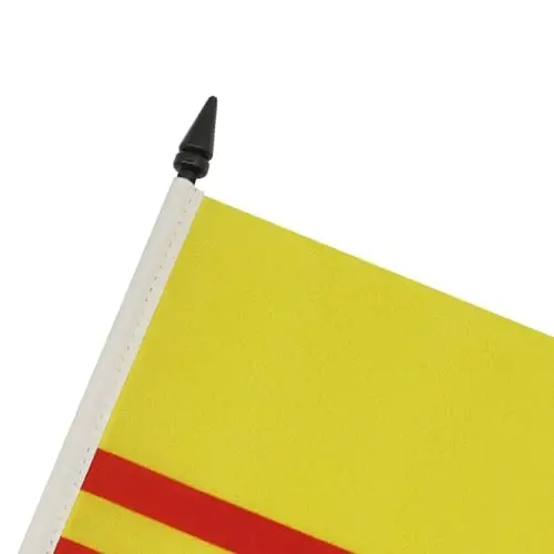 AZ FLAG South Vietnam Table Flag 6x8 in 100D Polyester Plastic Base | Indoor use Vietnamese 21x14 cm. desk flag stitched finish with reinforced edges with plastic pole - 4