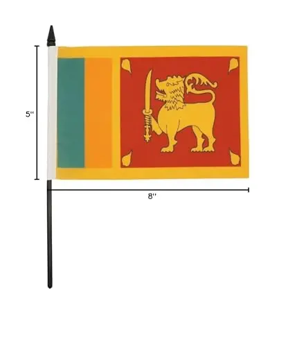 AZ FLAG Sri Lanka Table Flag 5'' x 8'' - Sri Lankan Desk Flag 21 x 14 cm. - Black plastic stick and base 
