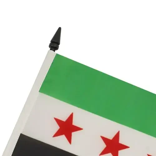 AZ FLAG Suriya Ozod Armiyasi Stol Bayrog'i 5'' x 8'' - Suriya Armiyasi Stol Bayrog'i 21 x 14 sm. - Qora plastik tayoq va taglik - 4