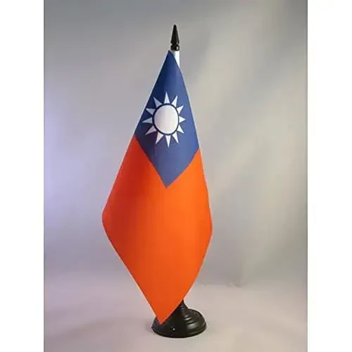 AZ FLAG Taiwan Table Flag 5'' x 8'' - Taiwanese Desk Flag 21 x 14 cm. - Black plastic stick and base 