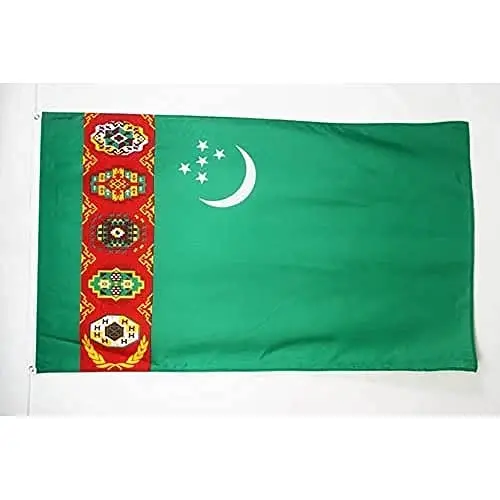 AZ FLAG - Turkmenistan Flag - 3x5 Ft - 100D Polyester Turkmen Banner with Two Metal Grommets - Fade Resistant - Vivid Colors - 3' x 5' Feet - 150x90 Cm 