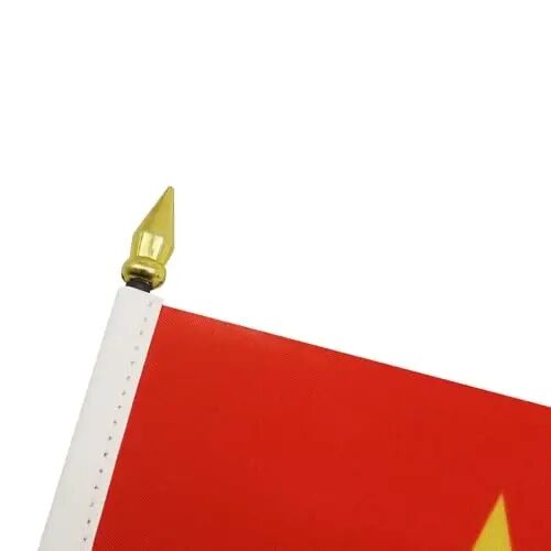 AZ FLAG - Vietnam Table Flag 4'' x 6'' - Vietnamese Mini Desk Flag 100% Polyester 15 x 10 cm. - Office Banner with 10'' Pole - Golden Spear - 4