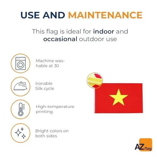 AZ FLAG - Vietnam Flag - 3x5 Ft - 100D Polyester Vietnamese Banner with Two Metal Grommets - Fade Resistant - Vivid Colors - 3' x 5' Feet - 150x90 Cm - 5