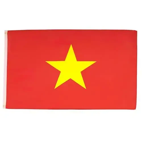 AZ FLAG - Vyetnam Bayrog'i - 3x5 Ft - 100D Polyester Vetnam Banneri ikkita metall halqali - O'chmas - Yorqin Ranglar - 3' x 5' Feet - 150x90 Sm 