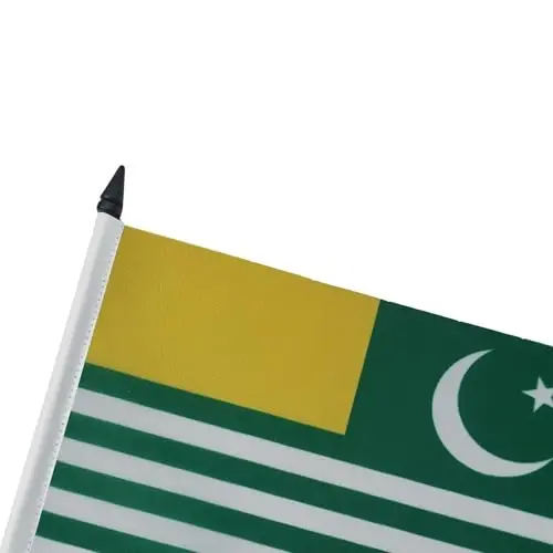 Azad KasModazoneir Table Flag 5'' x 8'' - AJK Free KasModazoneir Desk Flag 21 x 14 cm. - Black plastic stick and base - AZ FLAG - 4