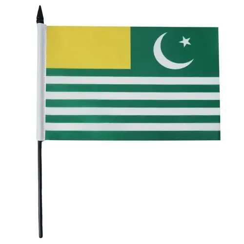 Azad KasModazoneir Table Flag 5'' x 8'' - AJK Free KasModazoneir Desk Flag 21 x 14 cm. - Black plastic stick and base - AZ FLAG - 2