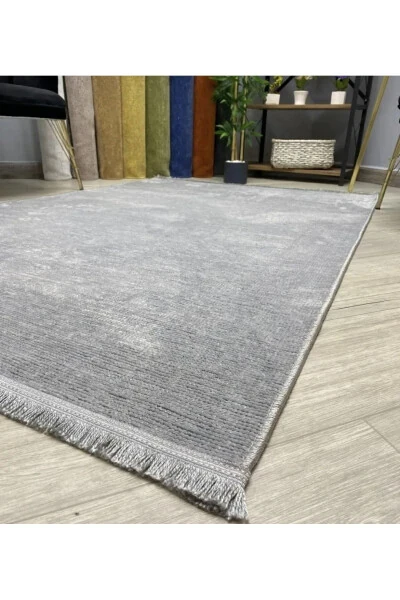 Azade Collection Soft Pattern Custom Size Velvet Thin Rug Runner Gray - CREA HALI