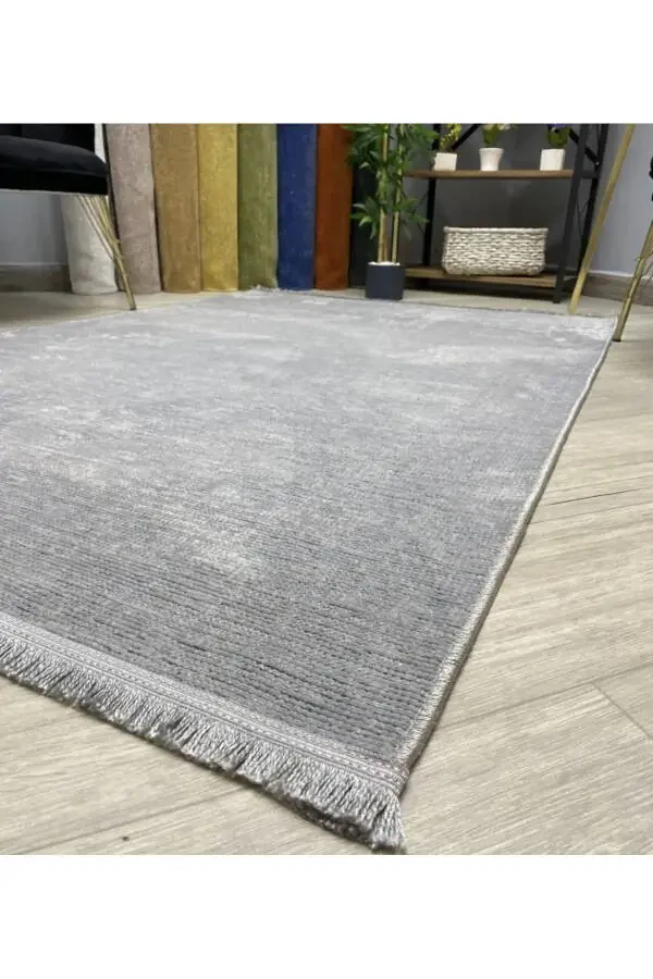Azade Collection Soft Pattern Custom Size Velvet Thin Rug Runner Gray - 6