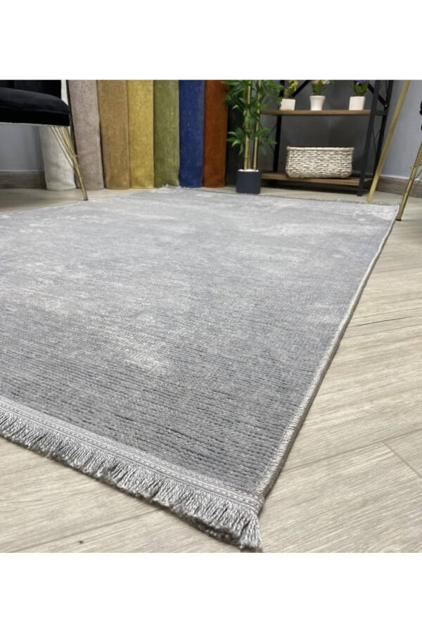 Azade Collection Soft Pattern Custom Size Velvet Thin Rug Runner Gray - 1