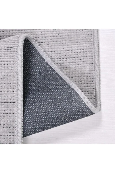 Azade Kolleksiyasi Yumshoq Naqsh Maxsus O'lchovli Velvet Yupqa Gilam Yo'lak Kulrang - 4