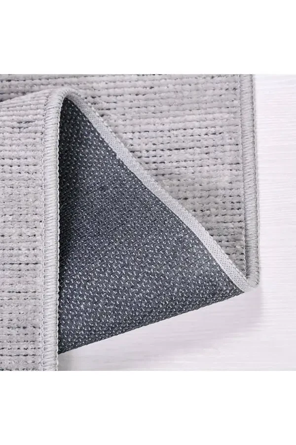 Azade Kolleksiyasi Yumshoq Naqsh Maxsus O'lchovli Velvet Yupqa Gilam Yo'lak Kulrang - 4