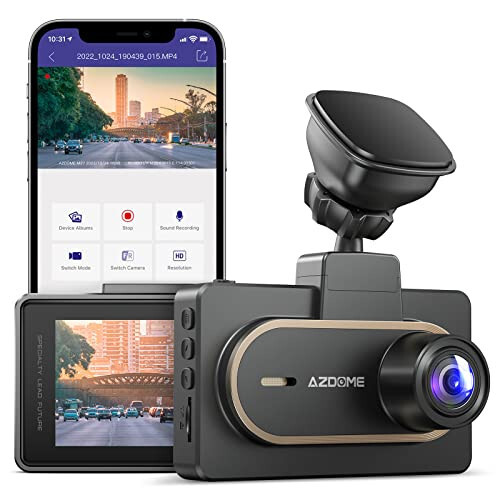 AZDOME 2K Dash Cam, Dahili WiFi, QHD 2560x1440P Çözünürlüklü Gösterge Paneli Kamerası, M27 Araç Kamerası, 3'' Ekranlı Araba Kamerası, WDR, Gece Görüşü, Park Sensörü, G-Sensörü - 1