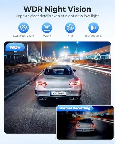 AZDOME 4K Dash Cam Спереди и Сзади, 2160P Автомобильная Камера, Карта на 64 ГБ В комплекте, WiFi Dash Cam с GPS и Скоростью, 2.4