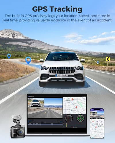 AZDOME 4K Dash Cam Front and Rear, STARVIS Night Vision, UHD 2160P WiFi Dash Camera for Cars with GPS, Included 64GB Card, 2.4