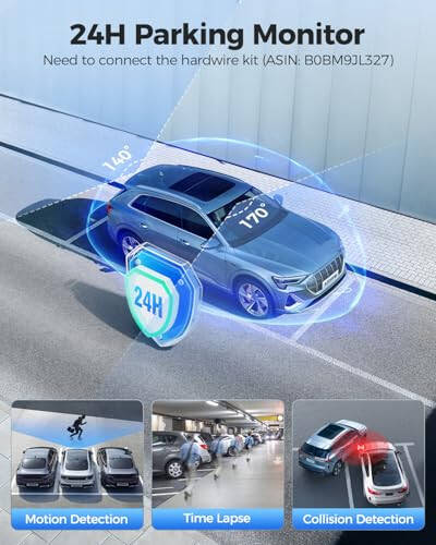 AZDOME 4K Dash Cam Front and Rear, STARVIS Night Vision, UHD 2160P WiFi Dash Camera for Cars with GPS, Included 64GB Card, 2.4