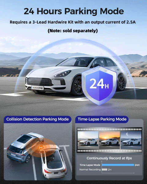 AZDOME 5G WiFi 3 Channel 4K Dash Cam for Car, Free 64GB Card Dash Camera Front and Rear 3.19