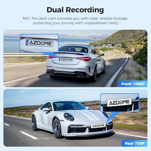 AZDOME M01 Dual Dash Cam Front and Rear with Free 64GB Card, 3