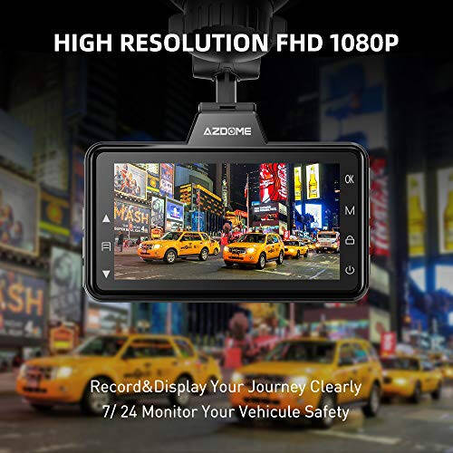 AZDOME Çift Dash Cam Ön ve Arka, 3 inç 2.5D IPS Ekran Ücretsiz 64GB Kart Araba Sürüş Kaydedici, 1080P FHD Gösterge Paneli Kamerası, Su Geçirmez Yedek Kamera Gece Görüşü, Park Monitörü, G-Sensörü, Araba Taksi İçin - 4