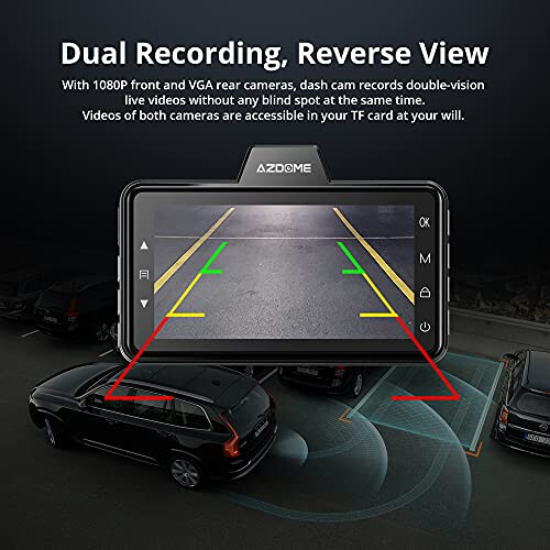 AZDOME Çift Dash Cam Ön ve Arka, 3 inç 2.5D IPS Ekran Ücretsiz 64GB Kart Araba Sürüş Kaydedici, 1080P FHD Gösterge Paneli Kamerası, Su Geçirmez Yedek Kamera Gece Görüşü, Park Monitörü, G-Sensörü, Araba Taksi İçin - 5