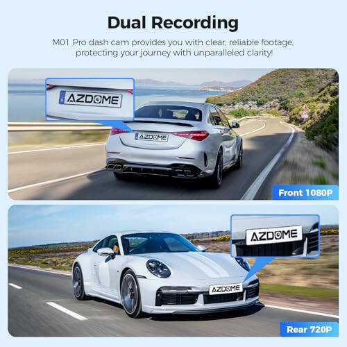 AZDOME M01 Dual Dash Cam Front and Rear with Free 64GB Card, 3