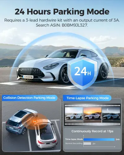 AZDOME Rear View Mirror Dash Cam, Dual Camera 4K Front and 1080P Rear Camera, 12'' Mirror Dash Cam with Night Vision, Built-in Wi-Fi GPS, Free 64GB Card, Parking Monitor - 7