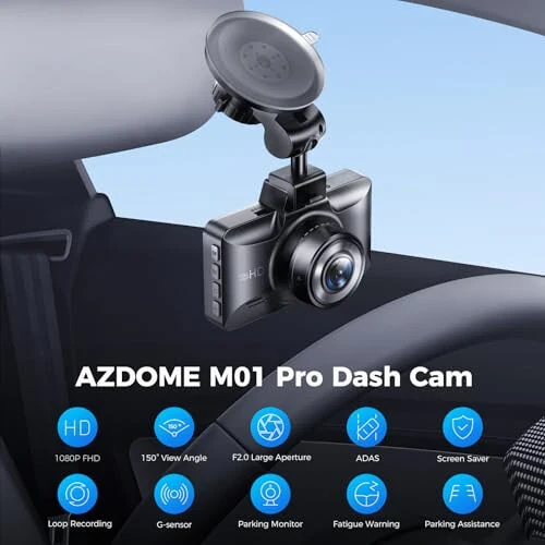 AZDOME Dual Dash Cam Front and Rear, 3 inch 2.5D IPS Screen Free 64GB Card Car Driving Recorder, 1080P FHD Dashboard Camera, Waterproof Backup Camera Night Vision, Park Monitor, G-Sensor, for Car Taxi - AZDOME (1)