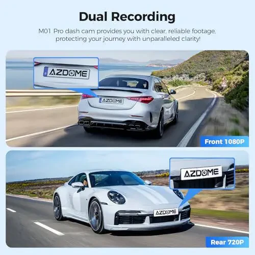 AZDOME Dual Dash Cam Front and Rear, 3 inch 2.5D IPS Screen Free 64GB Card Car Driving Recorder, 1080P FHD Dashboard Camera, Waterproof Backup Camera Night Vision, Park Monitor, G-Sensor, for Car Taxi - 4