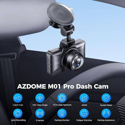 AZDOME Dual Dash Cam Front and Rear, 3 inch 2.5D IPS Screen Free 64GB Card Car Driving Recorder, 1080P FHD Dashboard Camera, Waterproof Backup Camera Night Vision, Park Monitor, G-Sensor, for Car Taxi - 2