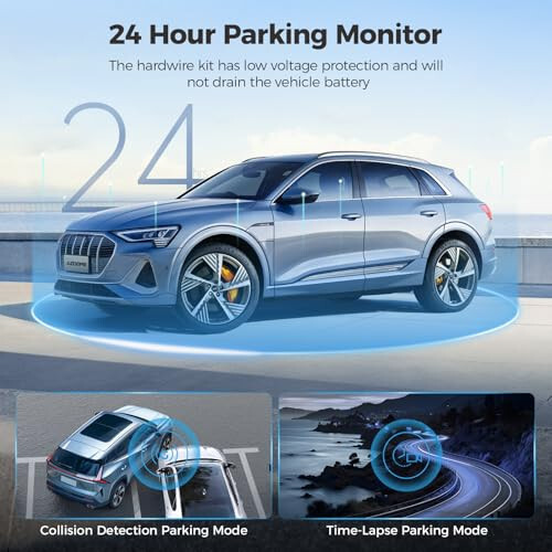 AZDOME Dual Dash Cam Front and Rear, 3 inch 2.5D IPS Screen Free 64GB Card Car Driving Recorder, 1080P FHD Dashboard Camera, Waterproof Backup Camera Night Vision, Park Monitor, G-Sensor, for Car Taxi - 6
