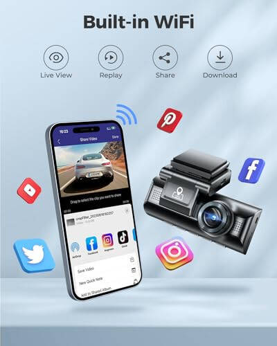 AZDOME M550 3 Channel Dash Cam, 4K+1080P Dual Dash Camera for Cars Built-in WiFi GPS, 1440P+1080P+1080P Front and Rear Inside, 64GB Card Included, 3.19