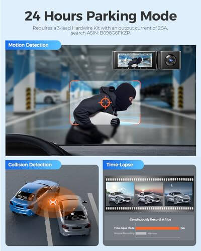 AZDOME M550 3 Channel Dash Cam, 4K+1080P Dual Dash Camera for Cars Built-in WiFi GPS, 1440P+1080P+1080P Front and Rear Inside, 64GB Card Included, 3.19