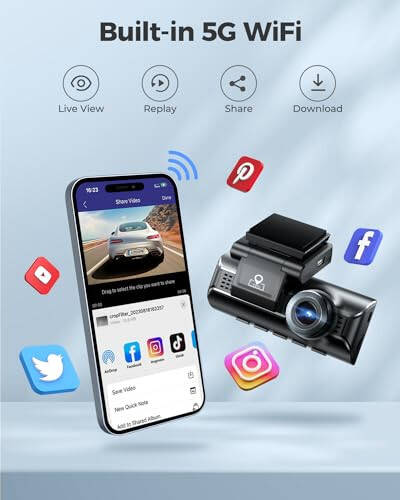 AZDOME M550 Pro 5G WiFi 3 Kanal Dash Cam O'rnatilgan GPS, 64GB Karta ega Avtomobillar Uchun 4K+1080P Ikki Kanal Dash Kamera, 1440P+1080P+1080P Old va Orqa Ichki, 3.19