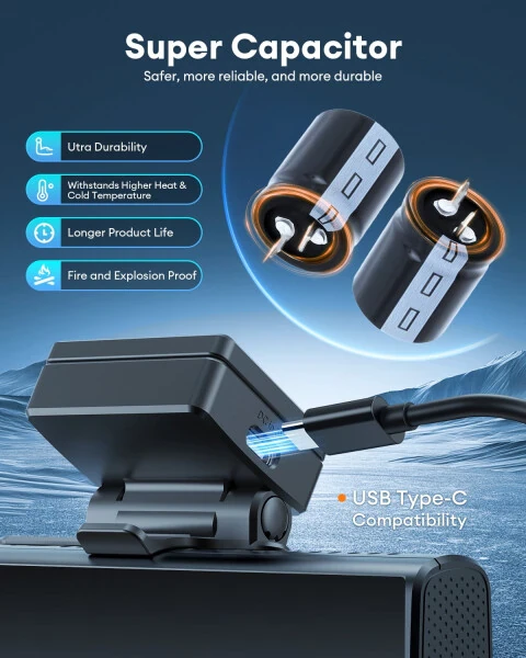 AZDOME M580 5K 5GHz WiFi Dash Cam oldin va orqa, 4 dyuymli sensorli avtomobil uchun videoregistrator, bepul 64GB karta, 4K+1080P GPS WDR tungi ko'rish 24 soat 4 rejimli to'xtash monitoringi - 6