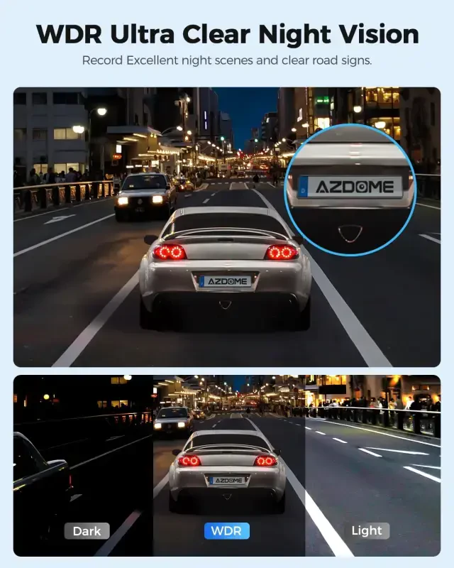AZDOME Ortangi Ko'zg'u Avtomobil Registratori, Ikki Kamera 4K Oldingi va 1080P Orqa Kamera, 12'' Ko'zg'u Registratori Kech Ko'rish Imkoniyati bilan, O'rnatilgan Wi-Fi GPS, Bepul 64GB Karta, Avtoturargoh Nazorati - 8