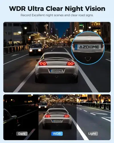 AZDOME Зеркало заднего вида видеорегистратор, Двойная камера 4K спереди и 1080P сзади, 12'' зеркало видеорегистратор с ночным видением, встроенный Wi-Fi GPS, бесплатная карта 64 ГБ, монитор парковки - 8