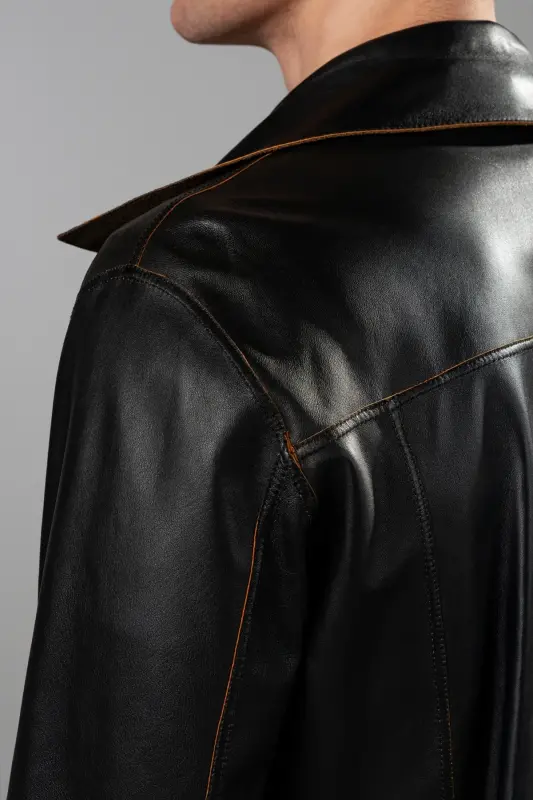 Azila Men's Tan Genuine Leather Jacket-Tan - 8