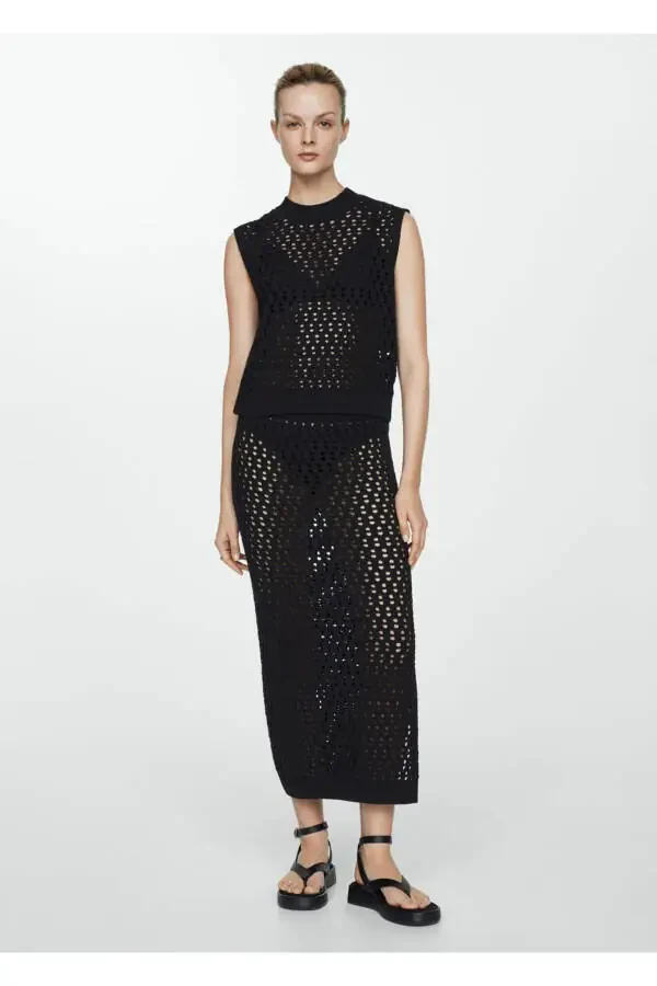 Ажурная вязаная блуза - 8