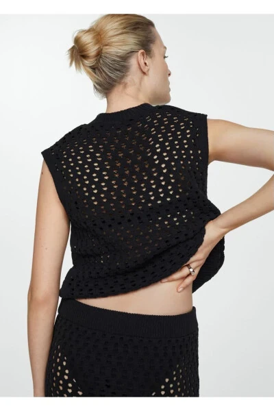 Ажурная вязаная блуза - 11