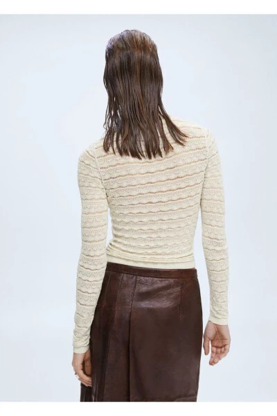 Ажурный вязаный свитер - 4