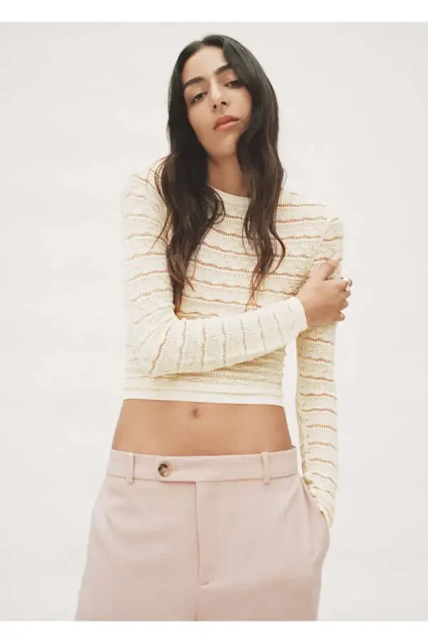 Ажурный вязаный свитер - 7