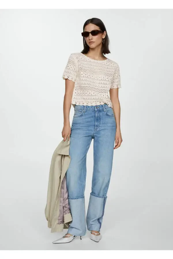 Ажурный вязаный свитер - 2