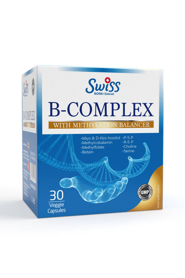 B Complex Vitamin 30 Capsules B1, B2, B3, B5, B6, B7, B9, B12 Vitamin Methylcobalamin Methylfolate - 1