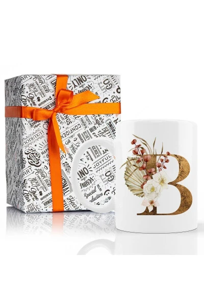 B Initial Printed Flower Patterned Porcelain Letter Tea Coffee Mug Cup - 6