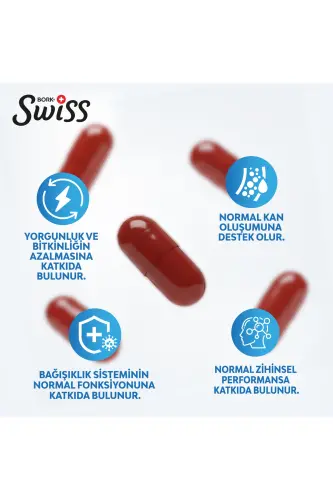 B Kompleks Vitamini 30 Kapsula B1, B2, B3, B5, B6, B7, B9, B12 Vitamini Metilkobalamin Metilfolat - BORK SWISS NATURAL (1)