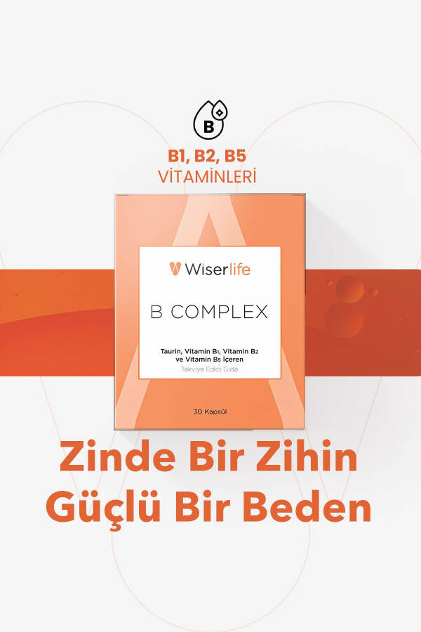 B Kompleksi Taurin, B1, B2 ve B5 İçeren Takviye Edici Gıda 30 Kapsül - 1